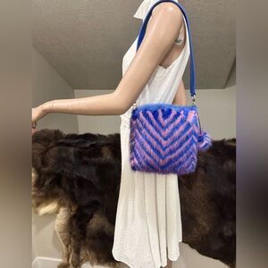 Colockblock Real Mink Fur Handmade Shoulder Bag/Crossbody, With 2 Strap Styles